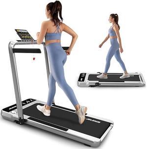 2 in 1 Treadmill Under Desk Walking Pad 2.5HP Home Folding Treadmills with Incline and Gesture Sensing Control, Walking Pad for Office with Led Display