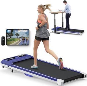 Walking Pad with Incline, Walking Pad Treadmill 300lb Capacity, Under Desk Treadmill Works with KINOMAP WELLFIT, 2.5HP Running Pad Small Treadmill for Home Office Apartment