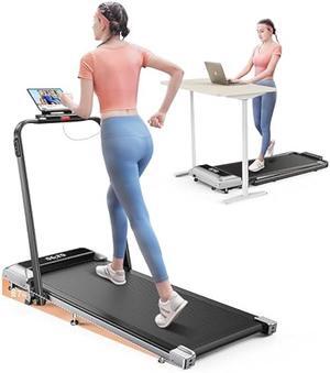 Walking Pad Under Desk Treadmill with Incline, 2 in 1 Folding Treadmill for Home/Office, Portable Compact Treadmill with Remote Control, APP & LED Display 300LBS Capacity
