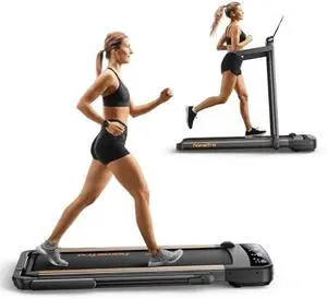 3.0HP Foldable Compact Treadmill,2 in 1 Walking Pad & Jogging Machine for Home/Office,Dual LED Touch Screens Folding Under Desk Motorized Treadmills 265lbs, App& Remote Control,Assembly-Free