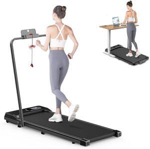 Foldable Walking Pad Treadmill, 6.2MPH Folding Treadmill Under Desk with Handle Bar for Office Home, 2.5HP Running Machine with Remote Control, Safety Lock, 300LBS Weight Capacity