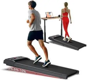 Walking Pad Treadmills Under Desk, Home Treadmill 265/300/320+lbs Capacity, 3%/5%/10%/12% Adjustable Incline, Portable Treadmill for Upright Store, Smart Treadmill with Preset Programs, Real Sceneries