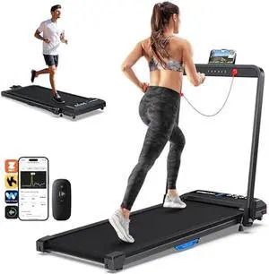 WELLFIT 10% Incline Walking Pad, 2.5HP 7.6MPH 340 lb+ Capacity Treadmills for Home, 41 * 16 inch Wide Running Area Treadmill with Mute Remote, APP and Console Control for Small Space, No Assemble