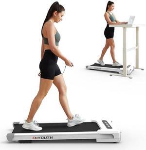 GOYOUTH 2 in 1 Under Desk Electric Treadmill Motorized Exercise Machine with Wireless Speaker, Remote Control and LED Display, Walking Jogging Machine for Home/Office Use