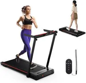 GYMAX Walking Pad Treadmill, 3 in 1 Folding Treadmill with Removable Desktop, Remote & 12 Preset Programs, 2.5 HP Under Desk Walking Pad Running Machine for Home Gym Exercise Workout