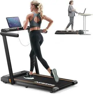 2 in 1 Foldable Treadmill for Home, Under Desk Treadmill with 12 HIIT Modes, Workout APPs and Touch Screen, 2.5HP Walking Treadmill for Home Office, 265lbs Capacity, Installation-Free