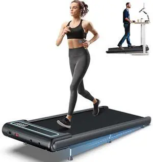 COZYINN 10% Incline Under Desk Walking Pad, 2.5HP Low Noise Treadmills for Home, 3 in 1 Portable Treadmill with Removable Handle for Small Space, Mute Control, Works with Kinomap, No Need Assemble