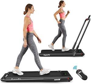 Goplus 2 in 1 Folding Treadmill, 2.25HP Under Desk Electric Superfit Treadmill, Installation-Free with APP Control, Remote Control, Bluetooth Speaker, LED Display, Walking for Home