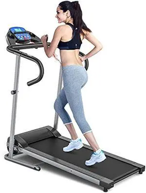 GYMAX Folding Treadmill, Electric Motorized Running Walking Machine with LCD Monitor, 12 Preset Program & Heart Rate Sensor, Compact Home Gym Cardio Training Workout Equipment