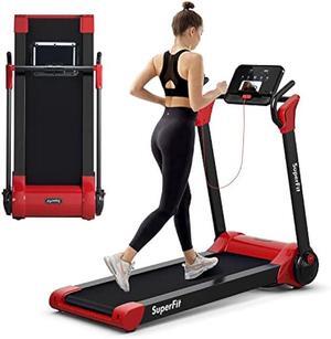 Goplus 2.25HP Folding Treadmill, Electric Superfit Treadmill W/LED Display, APP Control, Blue Tooth Speaker and Device Holder, Compact Jogging Walking Running Machine for Home & Office