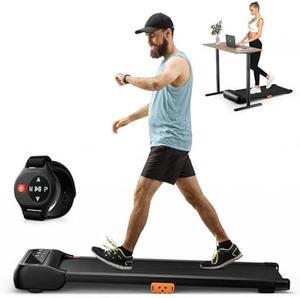 GYMAX Walking Pad, 2 in 1 Under Desk Treadmill for Home with Watch Remote Control, LED Display, 12 Preset Programs & Pause Function, Portable Compact Running Treadmill for Office Small Space