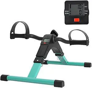 Folding Pedal Exerciser - Mini Exercise Bike Under Desk Bike Pedal Exerciser with LCD Display for Arms and Legs Workout, Portable Desk Bike Peddler Machine for Adults & Seniors
