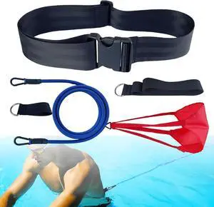Swimming Resistance Training Set - Aquatic Resistance Belt, Swim Parachute, Pool Trainer Set