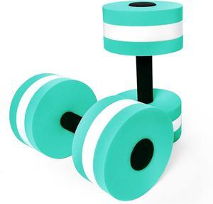 Timoo Aquatic Dumbells Set of 2 Water Dumbbells for Water Aerobics Water Weights for Pool Exercise Set High-Density EVA-Foam Pool Dumbbells, Cyan