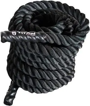 Titan Fitness Battle Rope 30ft x 1.5in, Poly Dacron Heavy Rope for Home Gym Conditioning Workouts, Cross-Train, Strength Training Exercises