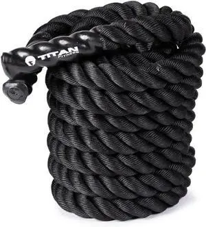 Titan Fitness Battle Rope 30ft x 2in, Poly Dacron Heavy Rope for Home Gym Conditioning Workouts, Cross-Train, Strength Training Exercises