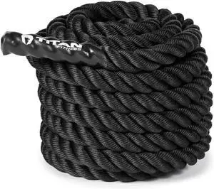 Titan Fitness Battle Rope 50ft x 1.5in, Poly Dacron Heavy Rope for Home Gym Conditioning Workouts, Cross-Train, Strength Training Exercises