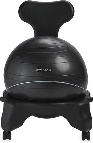 Gaiam Classic Balance Ball Chair  Exercise Stability Yoga Ball Premium Ergonomic Chair for Home and Office Desk with Air Pump, Exercise Guide and Satisfaction Guarantee