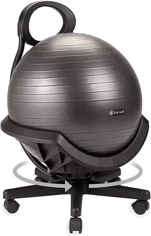 Gaiam Ultimate Balance Ball Chair (Standard or Swivel Base Option) - Premium Exercise Stability Yoga Ball Ergonomic Chair for Home and Office Desk - 52cm Anti-Burst Ball, Air Pump, Exercise Guide
