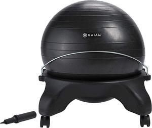 Gaiam Classic Backless Balance Ball Chair  Exercise Stability Yoga Ball Premium Ergonomic Chair for Home and Office Desk with Air Pump, Exercise Guide and Satisfaction Guarantee
