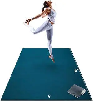 Gorilla Mats Premium Large Yoga Mat  6' x 4' x 8mm Extra Thick & Ultra Comfortable, Non-Slip Barefoot Exercise Mat  Works Great on Any Floor for Stretching, Cardio or Home Workouts