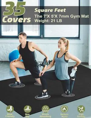 innhom Large Exercise Mat 7'x5'/8'x6'/9'x6'/10'x6' Workout Mat Gym Flooring for Home Gym Mats Exercise Mats for Home Workout Thick Floor Mat for Fitness