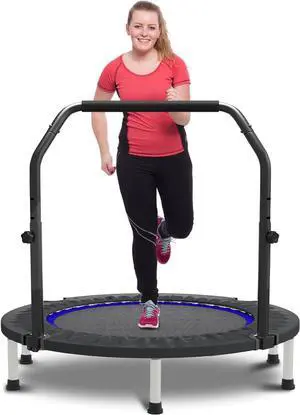 HYD-Parts 40"/48" Mini Trampoline for Adults and Kids Exercise Rebounder with Adjustable Bar Fitness Trampoline Indoor Max Load 330lbs