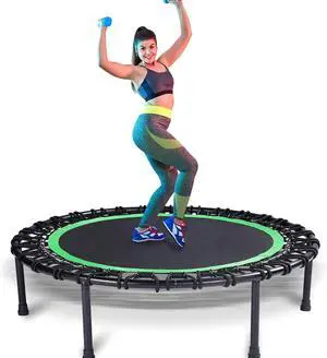Mini Fitness Trampoline with Bungees  Stable & Quiet Rebounder for Adults, Perfect for Indoor & Outdoor Workouts