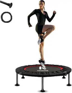 KENSONE 40" Mini Spring Trampoline Rebounder for Adults, Small Fitness Trampoline for Indoor Exercise with 1 Oxford Cover and 1 Foam Safety Pad, Max Load 330 LBS
