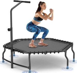 ANCHEER 50" Rebounder Trampoline for Adults with Bar, 550 LBS Mini Trampoline Quiet Exercise Rebounder Bungee Rebounder Jumping Cardio Trainer Workout for Adults
