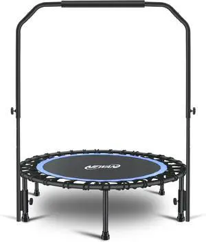 Newan 40" Silent Mini Trampoline with Adjustable Handle Bar Fitness Trampoline Bungee Rebounder Jumping Cardio Trainer Workout for Adults - Max Limit 330 lbs