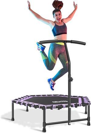 Newan 45'' Fitness Trampoline with Adjustable Handle Bar, Silent Trampoline Bungee Rebounder Jumping Cardio Trainer Workout for Adults - Mini Trampoline Max Limit 330 lbs
