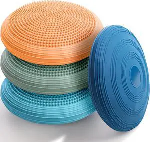 Libima 4 Pcs Wiggle Seat Inflated Wobble Cushion for Sensory Kid 13 Inches Balance Disc Flexible Seating for Classroom Sensory Pad for Chair Wiggle Cushion with Needle Pump