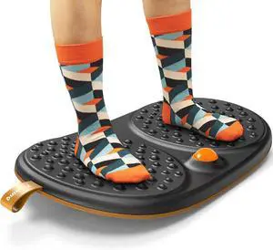 Standing Desk Mat Balance Board with Rollerball, Wooden Wobble Anti Fatigue for Desk, Home Office Non-Slip Comfort Floor to Reli Foot, Knee, and Back Pain by DT