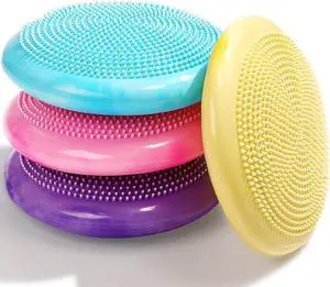 Libima 4 Pcs Wiggle Seat for Sensory Kids Inflated Wobble Cushion Sensory Seat Cloud Design Flexible Seating for Classroom Elementary Balance Disc with Pump for Kids Adult Pet Training
