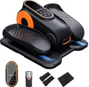 Under Desk Elliptical Machine, Morelax Ellipse Leg Exerciser for Seniors Fully Assembled, Quiet & Portable Electric Seated Pedal Exerciser with Remote Control & 12 Adjustable Speeds (Orange)