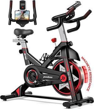 POOBOO Exercise Bike, Stationary Bike for Home Gym, Indoor Cycling Bike w/Comfortable Seat Cushion & Tablet Mount, Silent Belt Drive Indoor Bike for Cardio Workout
