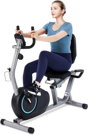 Recumbent Exercise Bike for Seniors - 400LB Weight Capacity Recumbent Bikes with Comfortable Seat, Pulse Sensor, 16-level Resistance, LCD Monitor