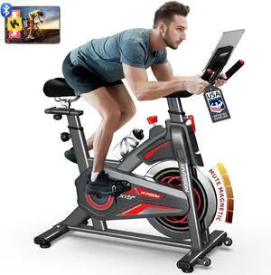 HARISON Exercise Bike - Magnetic Stationary Bike for Home Gym - Silent Pad Indoor Cycling Bike with Tablet Mount & Comfortable Seat Cushion, 350LBS Weight Capacity, Workout Bike