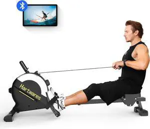 Rowing Machines for Home,Hartwares Magnetic Rowing Machine with 77lbs High Resistance Rowing Machine,16 Levels of Quiet Resistance,Rower Machine for Home Row Machine,App Compatible,LCD Monitor