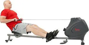 Sunny Health & Fitness Multi-Function Premium Magnetic Rowing Machine, Bicep Curls, Upward Rows, Seated Rows, Foldable Slide Rails, Digital Monitor and Optional Bluetooth with Free SunnyFit App