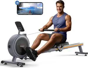 FEIERDUN Rowing Machines for Home, Compact Rower Machine with 350LBS Loading Capacity, Magetic Rower with APP, Row Machine with Dual Slide Rail