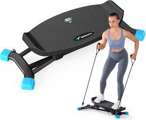 MERACH Slide Stepper for Exercise, Simulate Skiing Posture with 300LBS Capacity, Stepper Exercise Equipment with Resistance Bands for Full Body Workout at Home