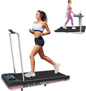 2 in 1 Portable Treadmill and Walking Pad for Home/Office, Foldable with Remote Control, APP, and LED Display