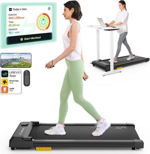 UREVO Smart Walking Pad, Compact Under Desk Treadmill with Double Shock Absorption, Quiet Operation, Workout APP with Track Insights and MIIT Mode, Plug and Play, Remote or APP Control for Home Office