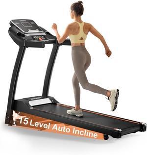 Treadmill for Home, 3.0 HP Treadmill with Incline, Heart Rate Sensors, Digital Display for Walking, Running, and Indoor Fitness Workouts