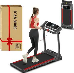 Treadmill for Home, 3.0 HP Foldable Portable Treadmill with Handle, Small Compact Treadmill 300 LBS Capacity with 12 Preset Programs LED Display Walking Running Treadmills for Office