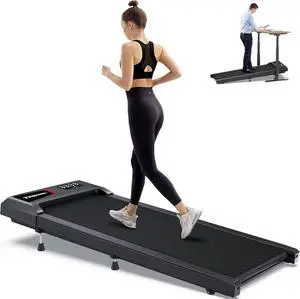 WELLFIT 10% Incline Walking Pad, 265/300+lbs Capacity Under Desk Treadmills, 29lb Lightweight Smart Treadmill with Widen Belt, Portable Treadmills Work with KINOMAP Apple Health for Home Office Small