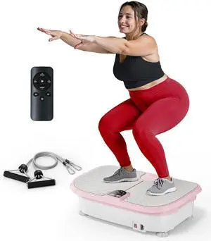 FEIERDUN Vibration Plate Exercise Machine, Vibration Plate for Lymphatic Drainage, Power Plate Vibration Platform w/ Loop Bands for Weight Loss & Toning