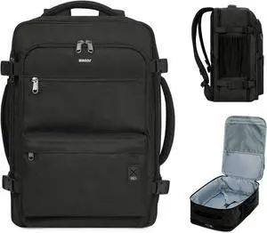 WANDF Travel Backpack For Spirit Airlines Personal Item Bag 18x14x8 with Wet Pocket, 17 Inch Laptop Backpack for Men WomenBlack